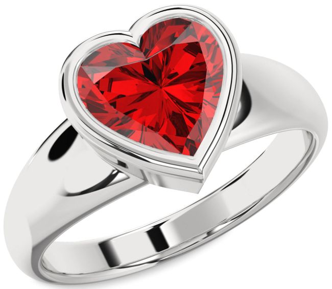 Ruby Platinum Heart Solitaire Engagement Ring