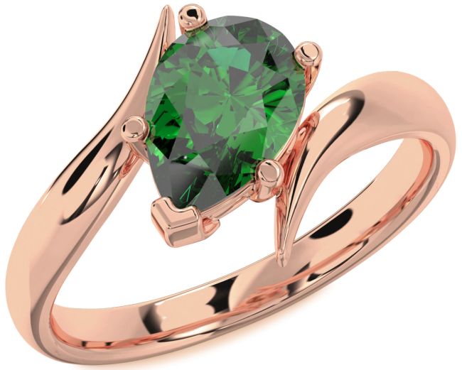 Emerald Rose Gold Pear Solitaire Engagement Ring