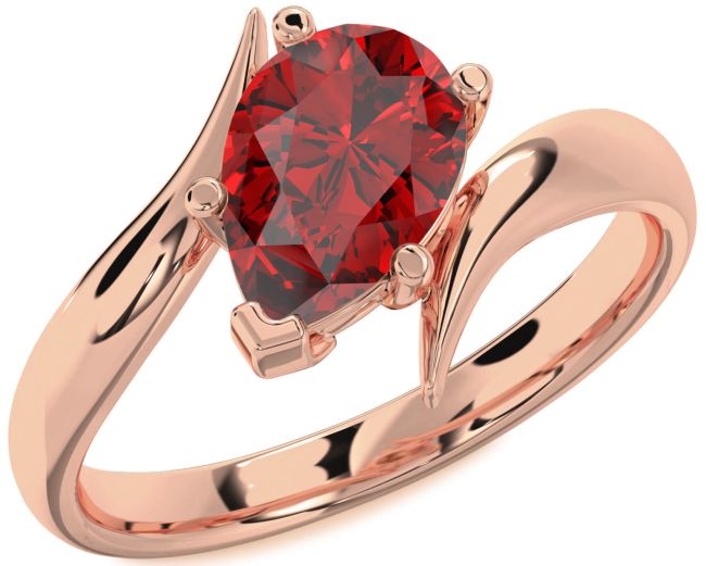Ruby Rose Gold Silver Pear Solitaire Engagement Ring
