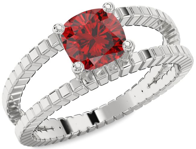 Ruby Platinum Cushion Solitaire Engagement Ring