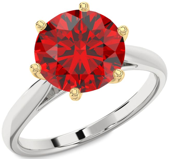 Ruby Gold Silver Round Solitaire Engagement Ring