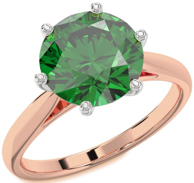 Emerald White Rose Gold Round Solitaire Engagement Ring
