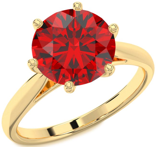 Ruby Gold Silver Round Solitaire Engagement Ring