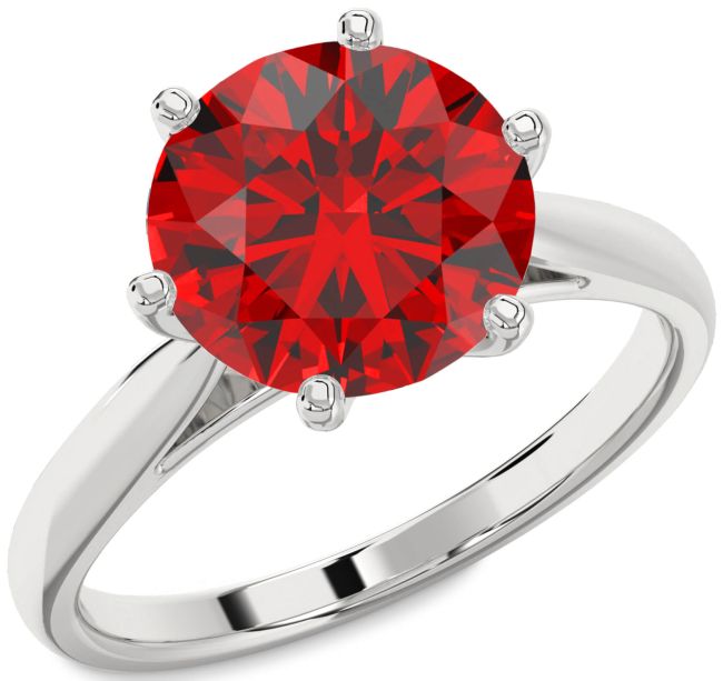 Ruby Platinum Round Solitaire Engagement Ring