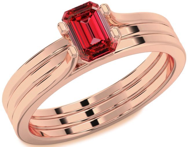 Ruby Rose Gold Silver Ruby Cut Solitaire Engagement Ring