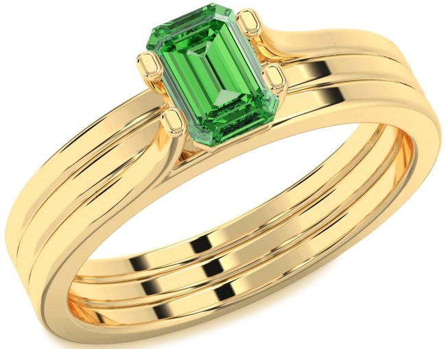 Emerald Gold Emerald Cut Solitaire Engagement Ring