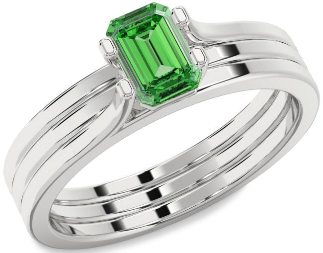 Emerald White Gold Emerald Cut Solitaire Engagement Ring