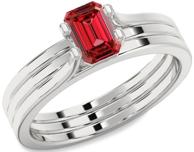Ruby Platinum Ruby Cut Solitaire Engagement Ring