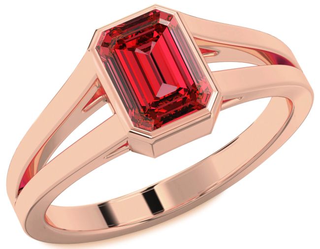 Ruby Rose Gold Silver Ruby Cut Engagement Ring