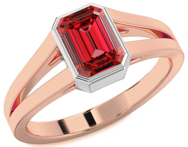 Ruby Platinum & Rose Gold Ruby Cut Engagement Ring