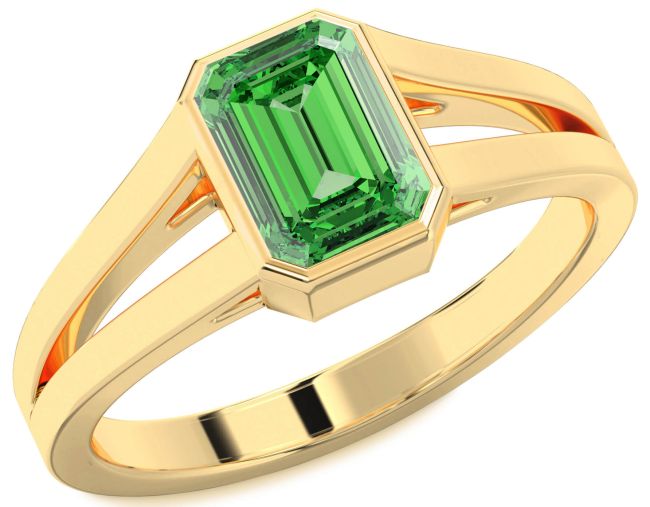 Emerald Gold Emerald Cut Engagement Ring