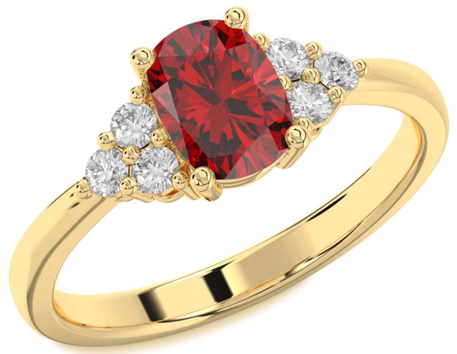 Diamond Ruby Gold Cushion Rectangular Engagement Ring