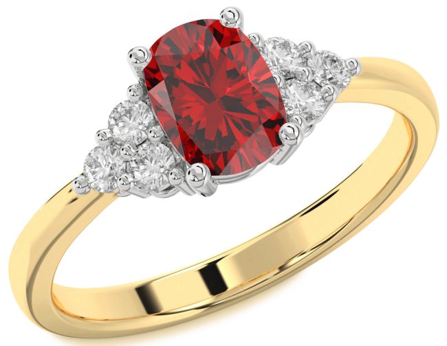 Diamond Ruby Gold Silver Cushion Rectangular Engagement Ring