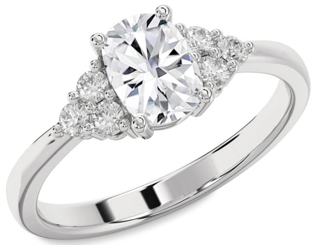 Diamond White Gold Cushion Rectangular Engagement Ring