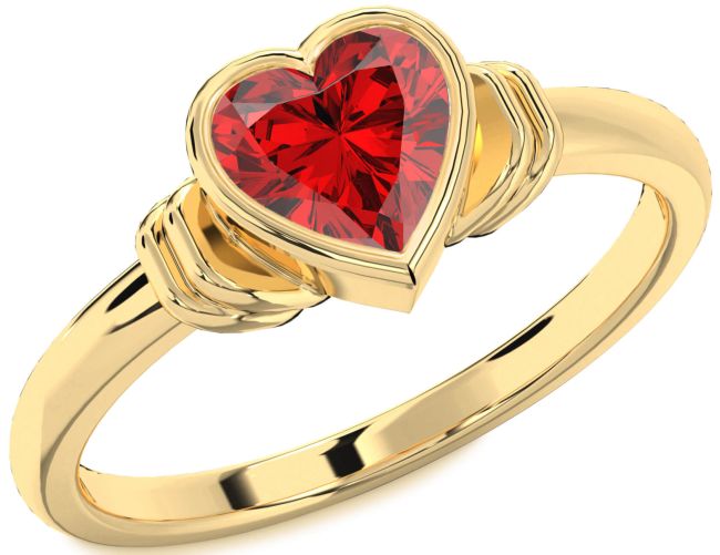 Ruby Gold Heart Solitaire Engagement Ring