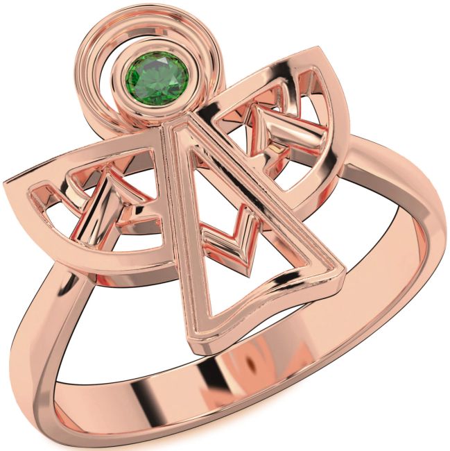 Emerald Rose Gold Angel Ring