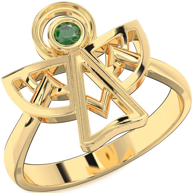 Emerald Gold Angel Ring