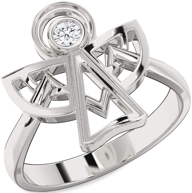 Diamond Silver Angel Ring