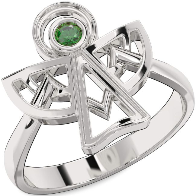 Emerald Platinum Angel Ring
