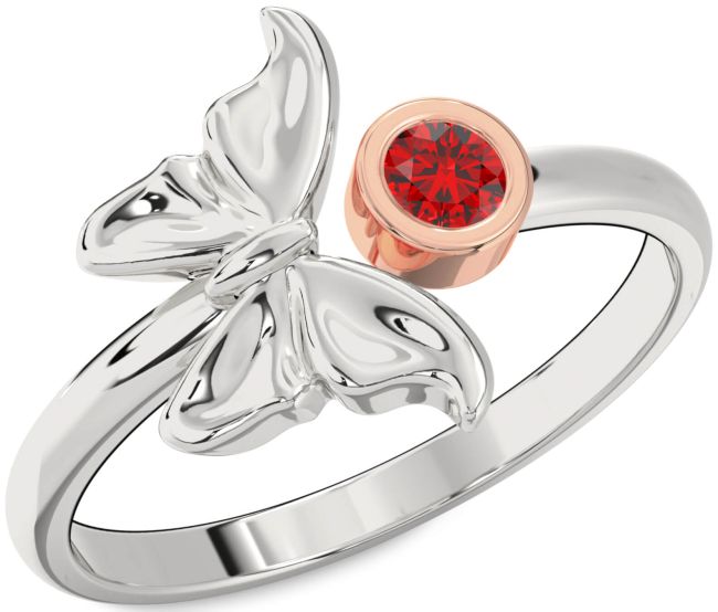 Ruby Platinum & Rose Gold Butterfly Ring