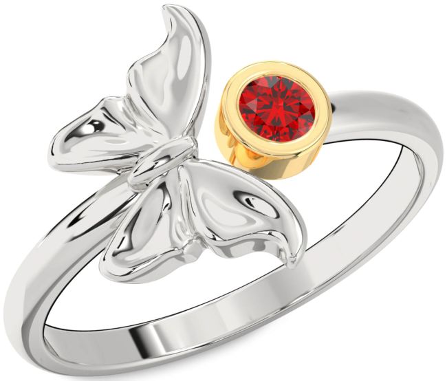 Ruby Platinum & Yellow Gold Butterfly Ring