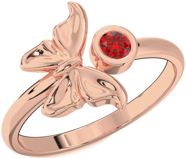 Ruby Rose Gold Butterfly Ring