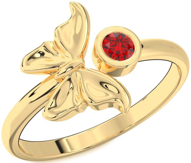 Ruby Gold Silver Butterfly Ring