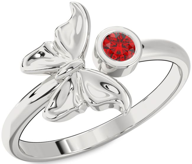 Ruby Platinum Butterfly Ring