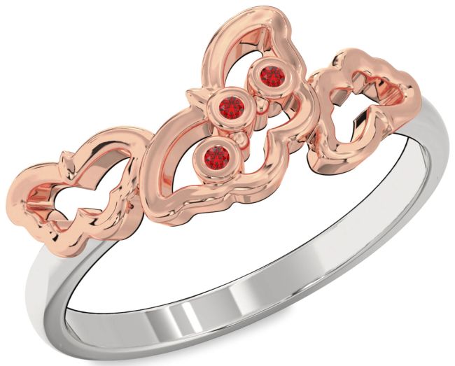 Ruby Platinum & Rose Gold Butterfly Ring