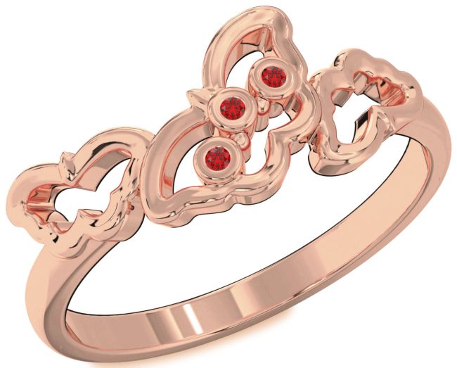 Ruby Rose Gold Butterfly Ring