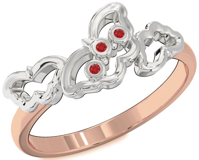 Ruby Rose Gold Silver Butterfly Ring