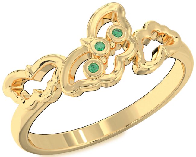 Emerald Gold Butterfly Ring