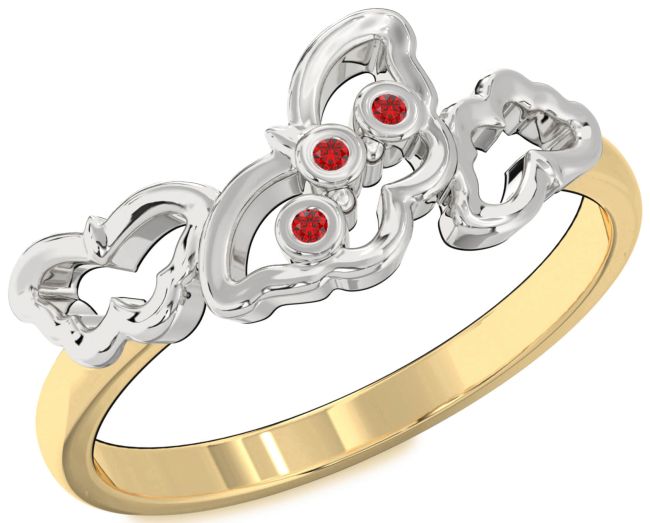 Ruby Gold Silver Butterfly Ring