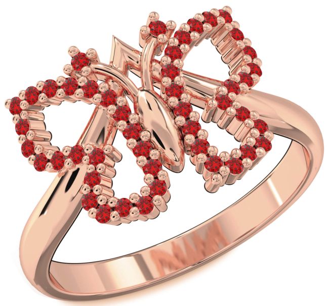 Ruby Rose Gold Butterfly Ring