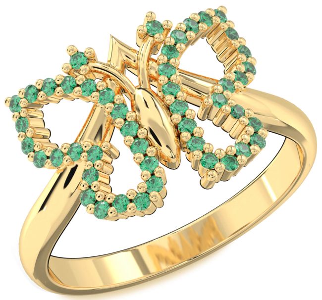 Emerald Gold Butterfly Ring