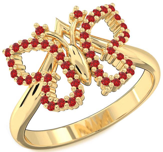 Ruby Gold Butterfly Ring