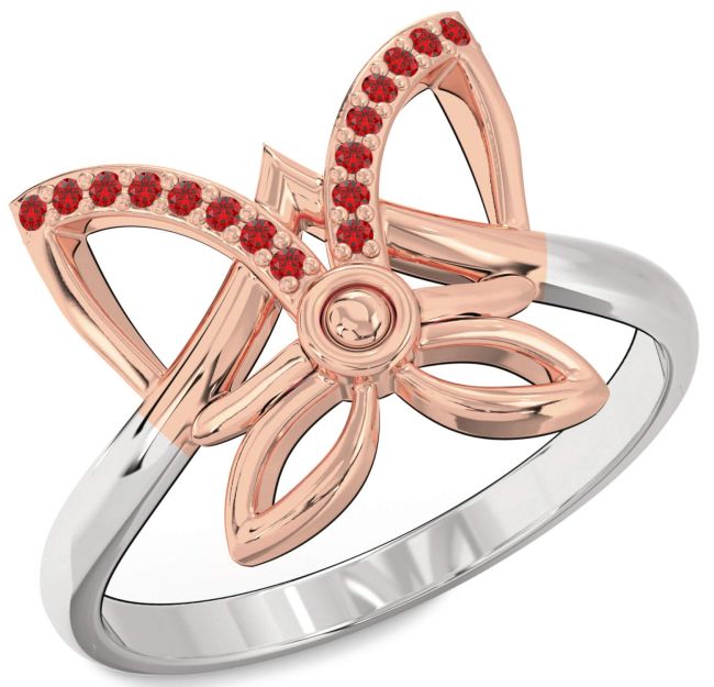 Ruby Platinum & Rose Gold Butterfly Ring