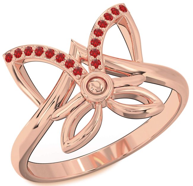 Ruby Rose Gold Butterfly Ring