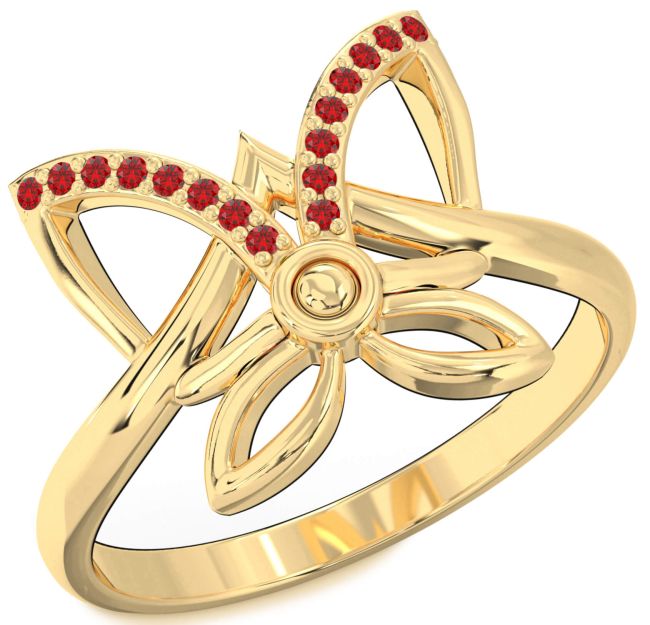 Ruby Gold Butterfly Ring