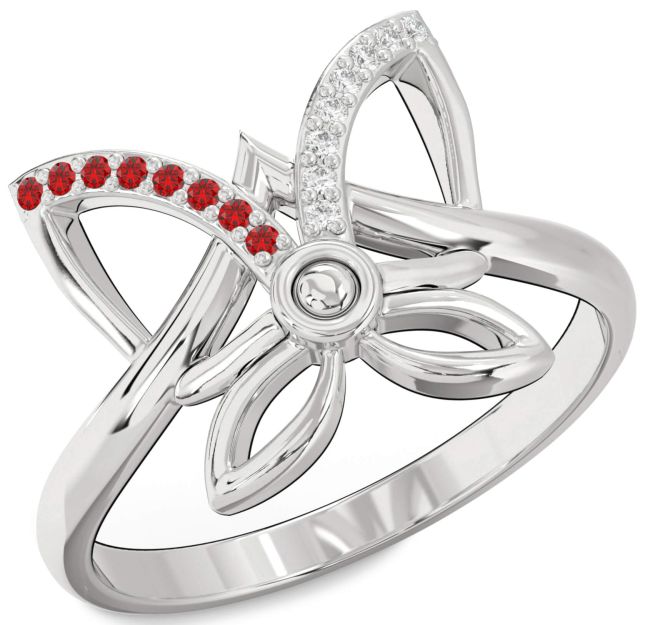 Diamond & Ruby Platinum Butterfly Ring