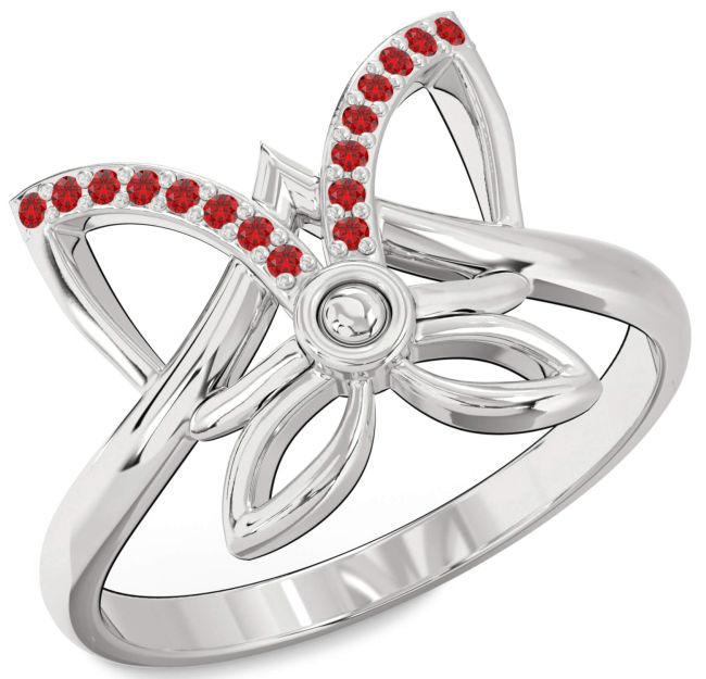 Ruby White Gold Butterfly Ring