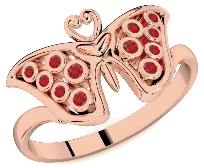 Ruby Rose Gold Butterfly Ring