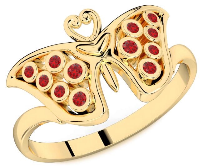 Ruby Gold Butterfly Ring