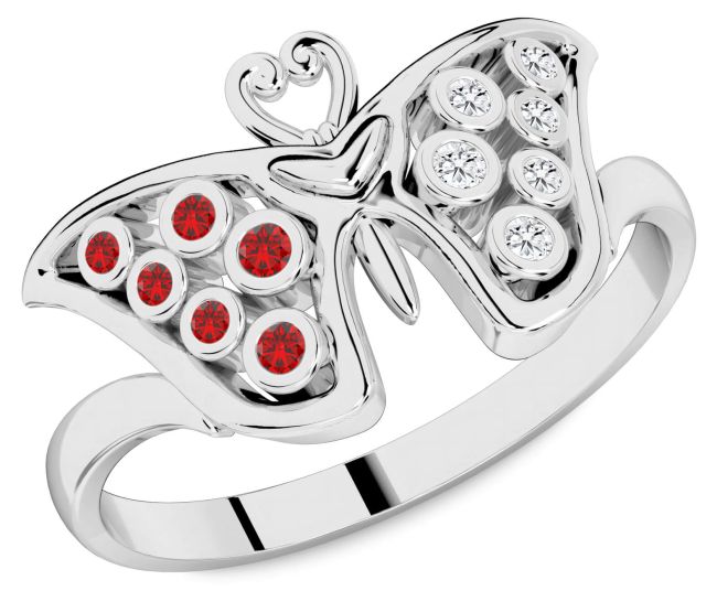 Diamond & Ruby Platinum Butterfly Ring