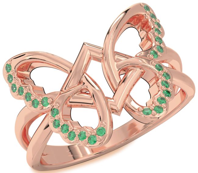 Emerald Rose Gold Butterfly Ring