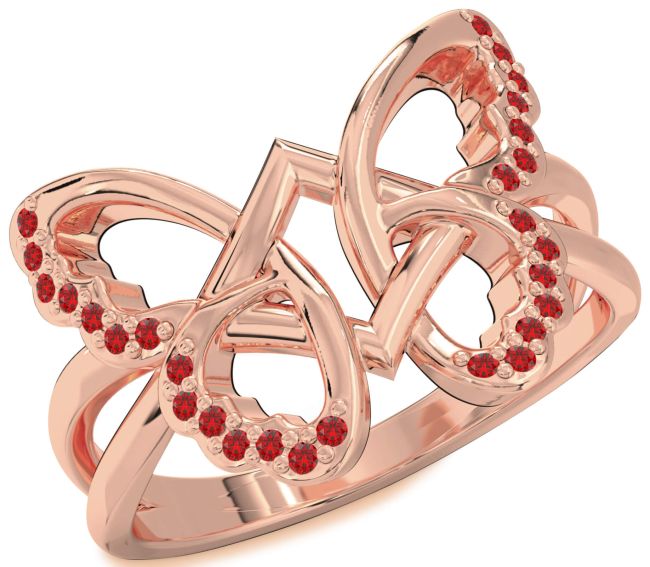 Ruby Rose Gold Butterfly Ring