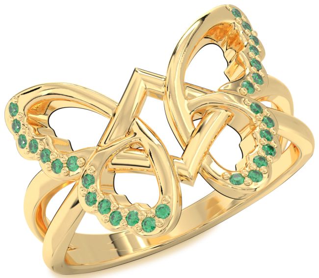 Emerald Gold Butterfly Ring