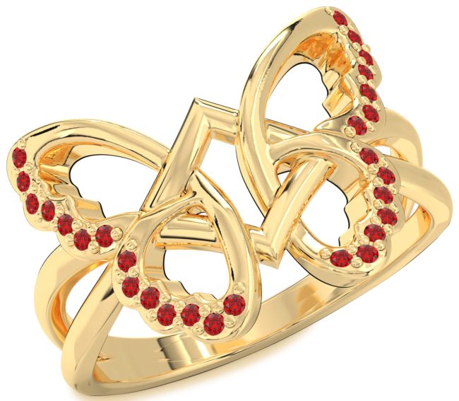 Ruby Gold Butterfly Ring