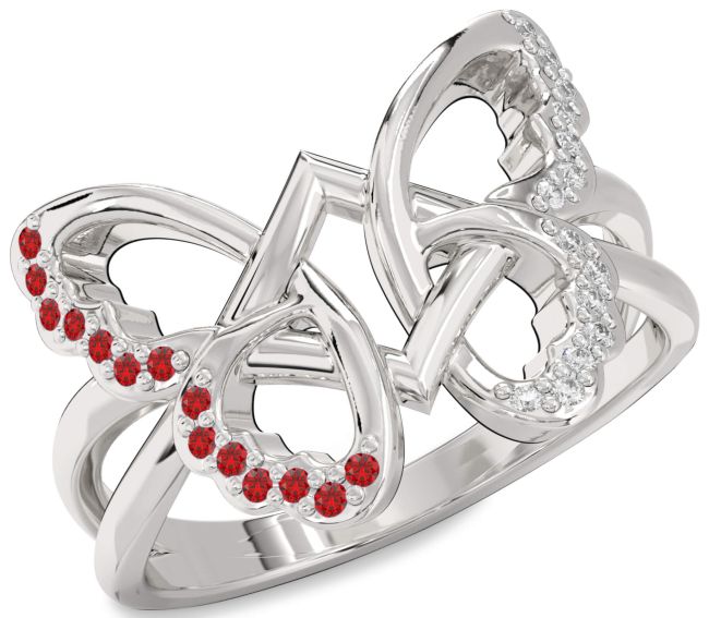 Diamond & Ruby Platinum Butterfly Ring