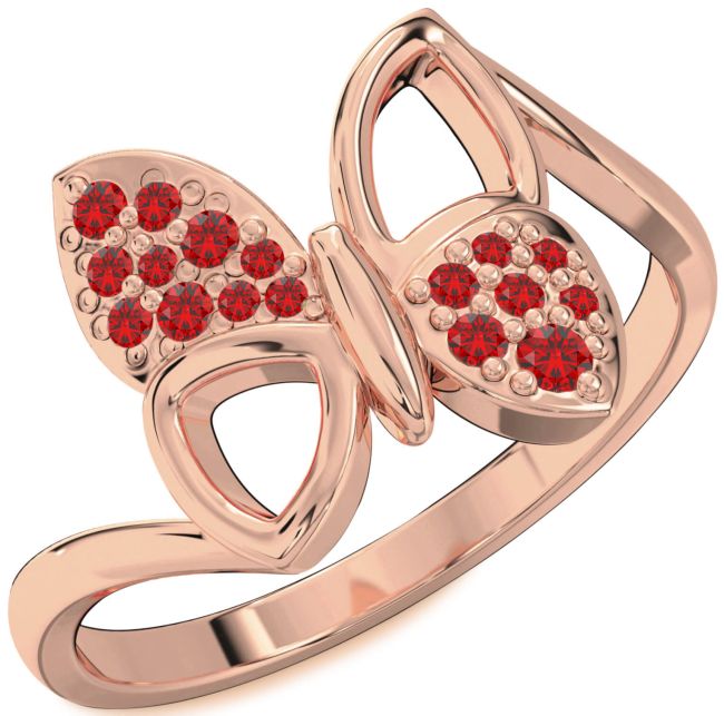 Ruby Rose Gold Butterfly Ring
